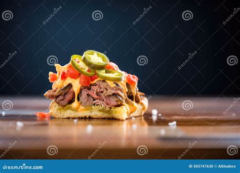 Open-face Cheeseburger, Toppings Visible, Side View Stock Photo - Image of cheeseburger, side ...