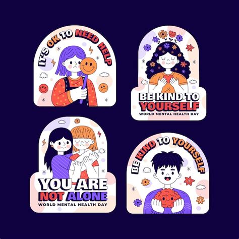 Free Vector Hand Drawn World Mental Health Day Labels Collection