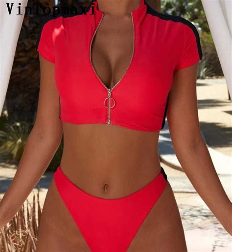 2018 New Sport High Neck Bikini Swimwear Women Swimsuit Brazilian