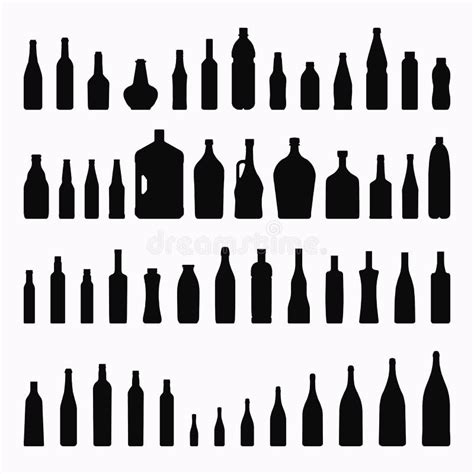 Botellas Del Alcohol De La Silueta Con Los Vidrios Ilustraci N Del