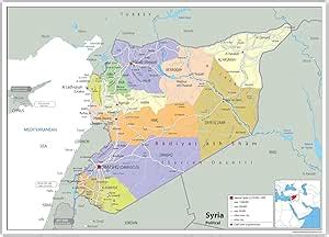 Syria Mapa Polityczna Laminowany Papier A1 Rozmiar 59 4 X 118 9 Cm