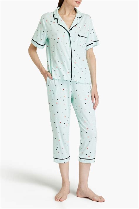 Dkny Cropped Printed Cotton Blend Jersey Pajama Set The Outnet