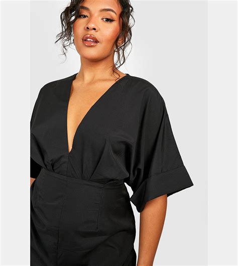 Buy Boohoo Batwing Plunge Wide Leg Jumpsuit In Black 6thstreet Saudi Arabia