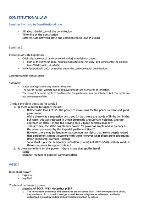 Constitutional Law Lecture Notes 1 13 Constitutional Law Seminar 1