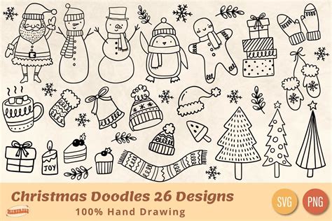 Christmas Doodles Hand Drawn Bundles Graphic By Mintrist Creative Fabrica