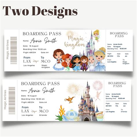 Printable Ticket to Magic Kingdom Editable, Boarding Pass to Park Theme