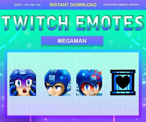 Mega Man Emote Pack 112x112 56x56 28x28 Twitch Youtube Discord