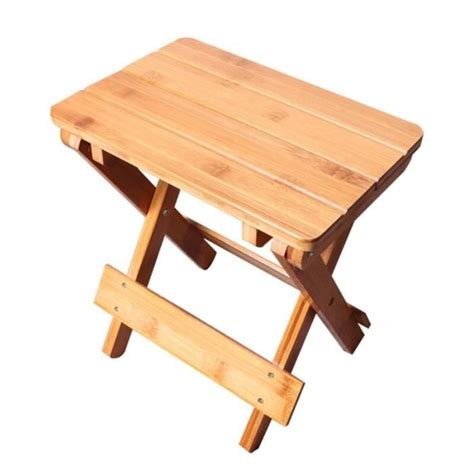 C Gb Tabouret Pliant En Bois Dur Naturel Rasage Des Jambes Et Repose