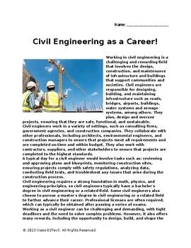 Civil Engineering As A Career Worksheet By Oasis EdTech TPT