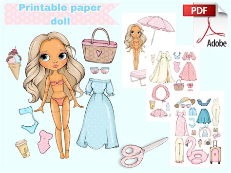 Printable Paper Doll Summer Blythe With Clothes Digital PDF, Girly Busy ...