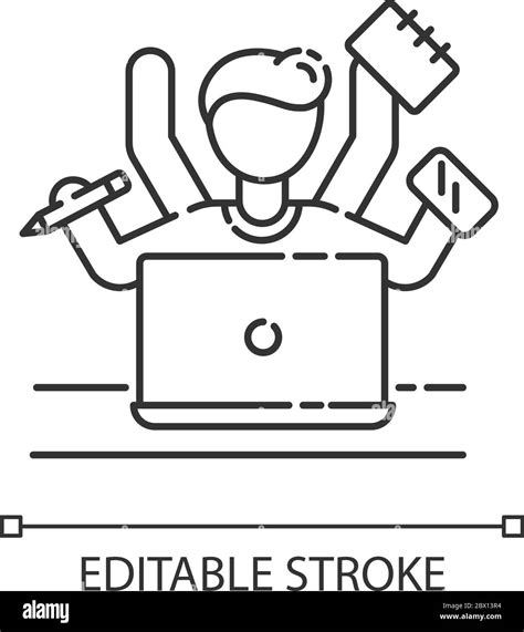Icono Lineal Perfecto De Píxeles Multitarea Eficiencia En La Gestión