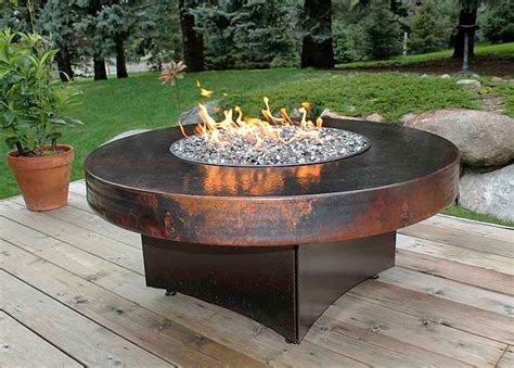 Hammered Copper fire pit with round table top