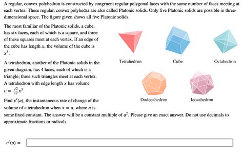 Solved A regular, convex polyhedron is constructed by | Chegg.com