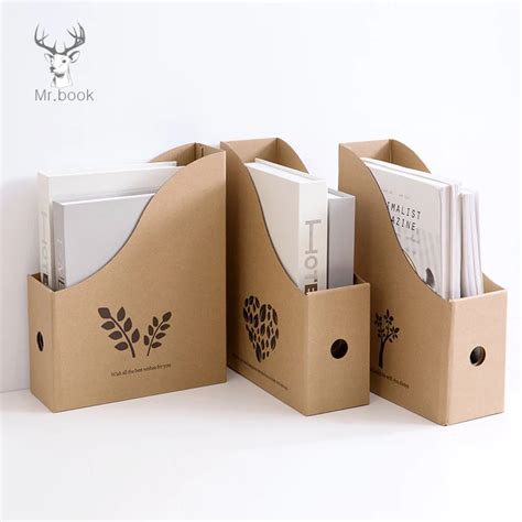 Foldable File Folder Desk Organizer Corrugated Paper Storage Boxes Book