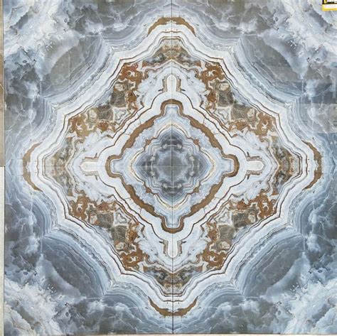 Orientbell Onyx Blue Bookmatch Vitrified Tile 2x2 Feet 60x60 Cm