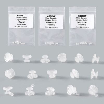 Dental Ortho Composite Clear Ceramic Lingual Buttons For Round