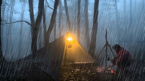 Solo Camping In Rain Relaxing In The Cozy Tent With Sound Of Rain Rain Asmr Youtube