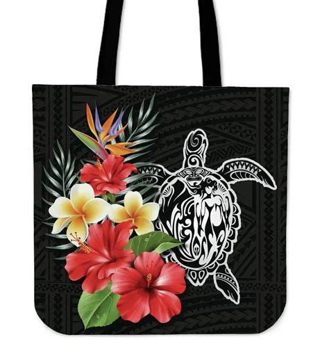 AIO Pride Hawaii Tote Bag Polynesia Turtle Hibiscus And PlumeriaAll