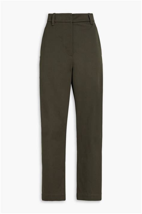 Brunello Cucinelli Cropped Bead Embellished Cotton Gabardine Tapered