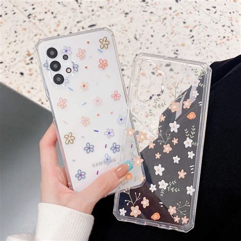 Cute Flowers Clear Phone Case For Samsung Galaxy S21 S22 S20 Fe S10 S20 S21 Plus