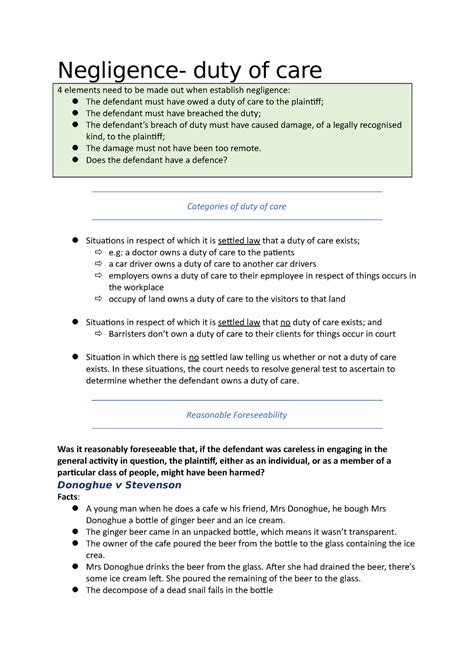 Negligence Duty Of Care Negligence Duty Of Care 4 Elements Need To