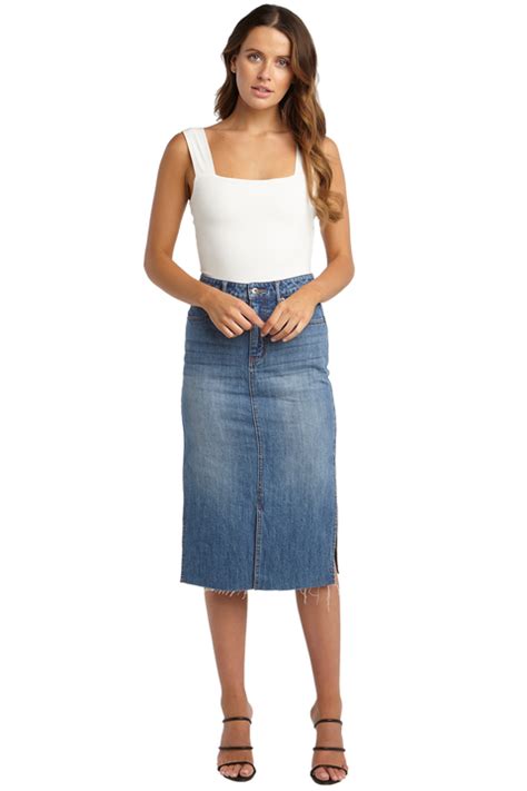 Denim Midi Skirt Ladies Clothing And Skirts Bardot