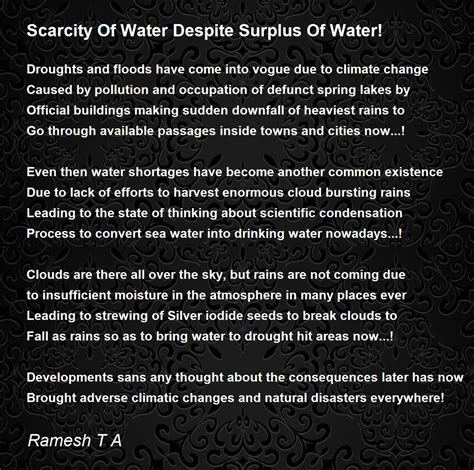 Scarcity Of Water Despite Surplus Of Water Scarcity Of Water Despite