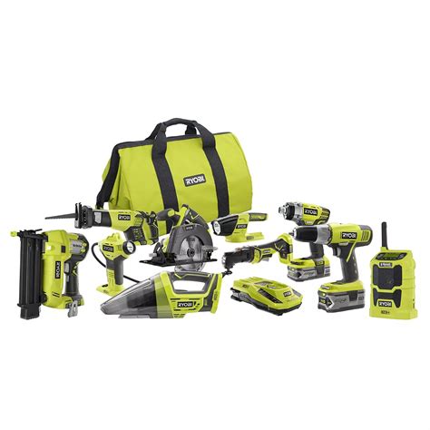 RYOBI 18V ONE+ Lithium-Ion Cordless Combo Kit (10-Tool) | The Home ...