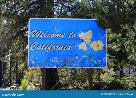 Welcome To California State Line Sign Editorial Stock Image Image Of