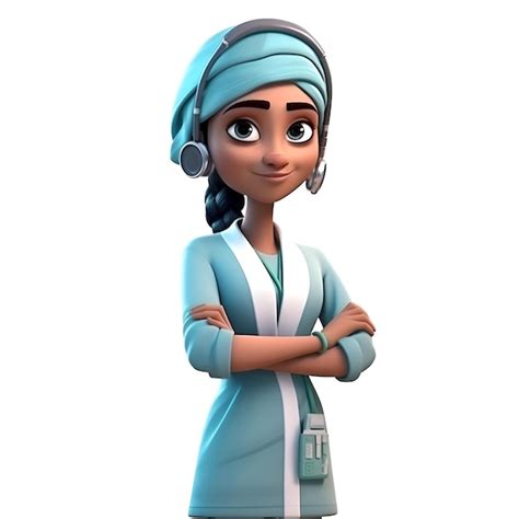 Premium Photo D Render Of Cartoon Nurse With Bandage On Her Head