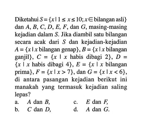 Kumpulan Contoh Soal Peluang Kejadian Saling Lepas Matematika Kelas