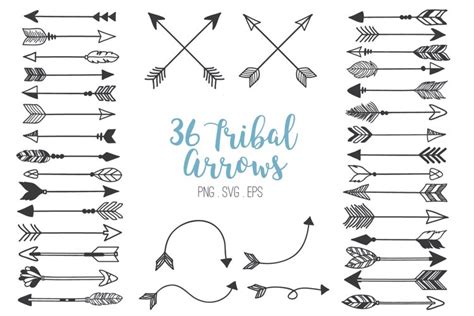 Tribal Arrows Clip Art Vector PNG