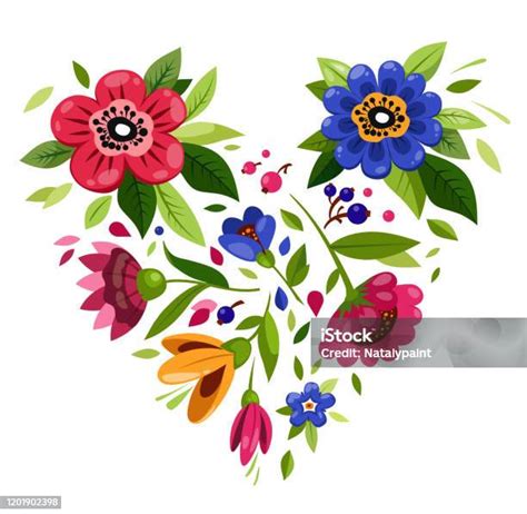 Heart From Flowers Symbol Of Love Stock Illustration Download Image