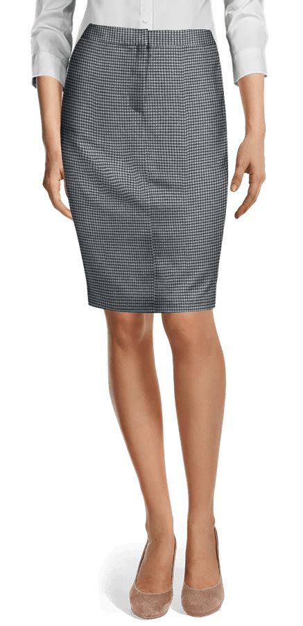 Grey Double Breasted Houndstooth Tweed Skirt Suit Sumissura