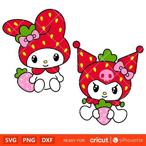 Strawberry My Melody And Kuromi Bundle Svg Sanrio Svg Hello Kitty Svg