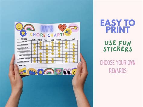 Chore Chart Chore Chart Kids Personalized Chore Chart Editable Chore ...