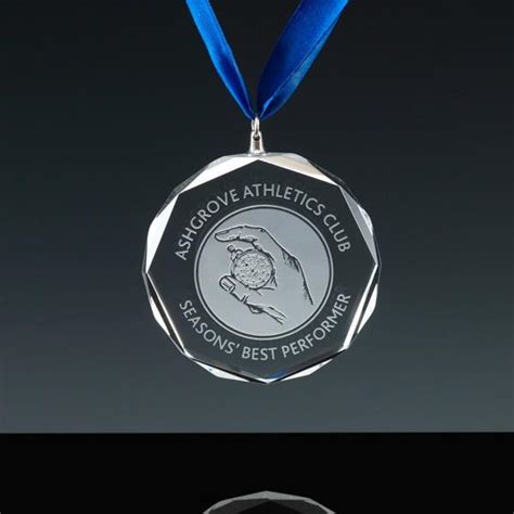 Glass Medal in Optical Crystal, 3" in velvet-lined casket