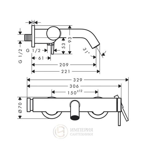 Смеситель для ванны Hansgrohe Tecturis S цвет хром 73422000 купить