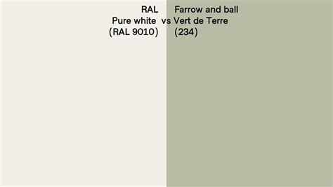 RAL Pure White RAL 9010 Vs Farrow And Ball Vert De Terre 234 Side