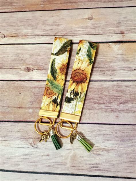 Fall Sunflowers Keychain Wristlet Key Fob Sunflower Burpie Bibs