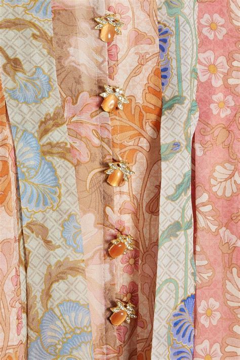 ZIMMERMANN Pussy Bow Pleated Floral Print Chiffon Blouse THE OUTNET
