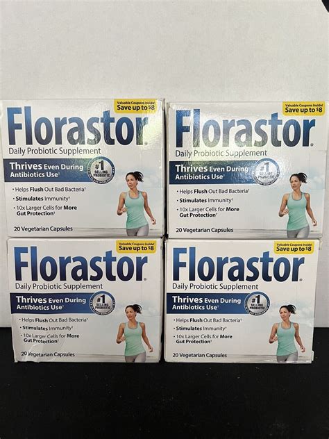 4 Florastor Daily Probiotic Supplement 20 Vegetarian Capsules EXP 1 25