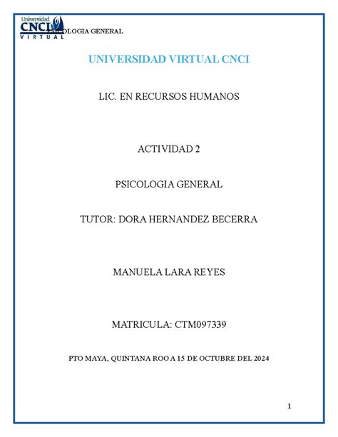 Act Psicologia General Universidad Virtual Cnci Lic En Recursos