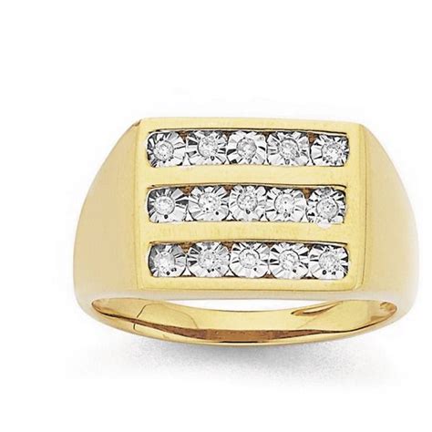 9ct Gold Diamond Gents Ring Show All Prouds The Jewellers Gents