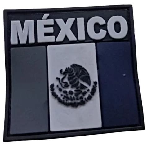 Parche Insignia Pvc Tactico Bandera Mexicana Negro Y Blanco En Venta En