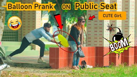 Popping Balloon Blast In Public Seat Prank On Cute Girl The Best Of