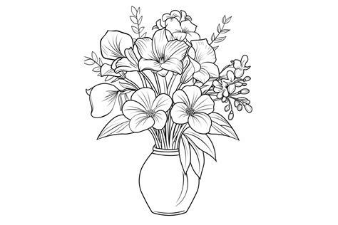 Flower Arrangement Coloring Page Graphic By Forhadx5 · Creative Fabrica