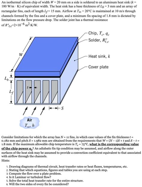 An Isothermal Silicon Chip Of Width W 20 Mm On Each Side Is Soldered