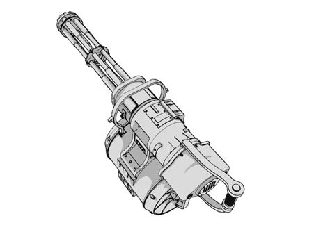 Premium Vector | Sketch machine gun minigun vector