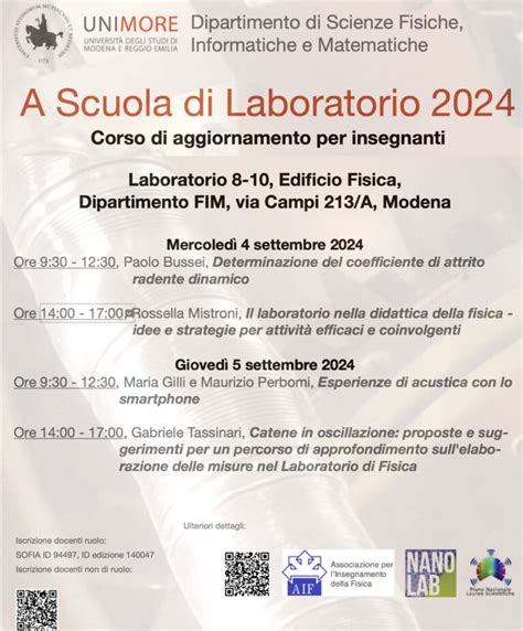 Sezione Di Modena Scuola Di Laboratorio 2024 AIF Associazione Per